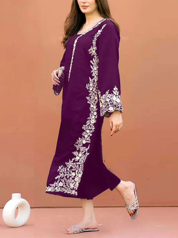 Luxury Lawn Heavy Embroidered Dress 2 PCs Suit (Unstitched) (DRL-2182)