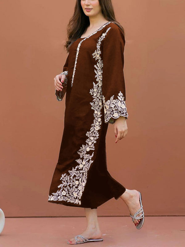 2 PCs Heavy Embroidered Cotton Dress With Trouser (Unstitched) (DRL-2206)	