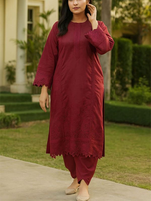 Elegant Heavy Embroidered Lawn Dress With Embroidered Trouser 2 Pec Suite (Unstitched) (DRL-2265)	