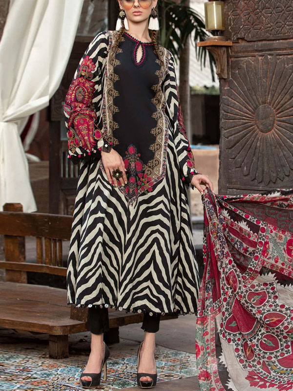 Digital Printed Lawn Heavy Embroidered Dress With Chiffon Dupatta 3 PCs  (Unstitched) (DRL-1578)	