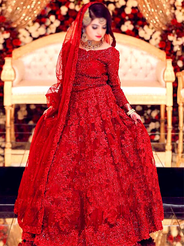 3D & Handwork NET Heavy Embroidered Maxi Dress Unstitched 3 Pec Suite (CHI-635)