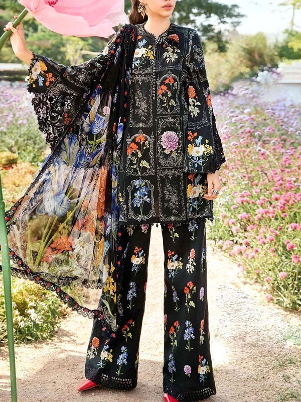 All-Over Print Embroidered Lawn Dress with Chiffon Dupatta (Unstitched) (DRL-2194)