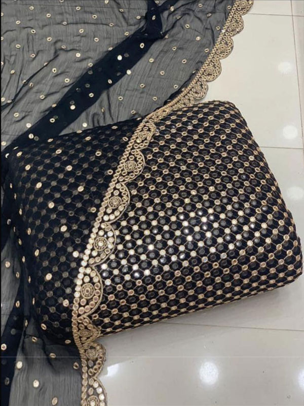 Hiba Bukhari - Chiffon 9mm (2 Pcs) Embroidered Dress (Shirt + Dupatta) Unstitched - (CHI-951)