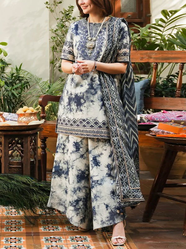 Latest Digital Printed Embroidered Lawn Dress With Printed Silk Dupatta (Unstitched) (DRL-2211)