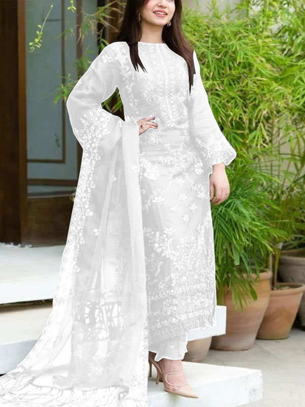 Elegant Lawn Heavy Embroidered Dress With Bamber Chiffon Embroidered Dupatta 3 Pec Suite (UnStitched) (DRL-2196)