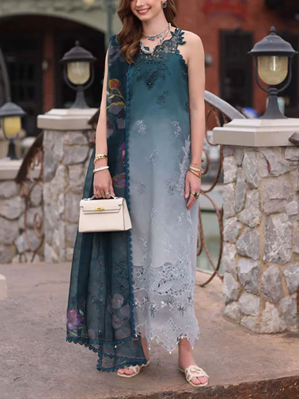 Elegent Lawn Heavy Embroidered Dress Wilk Silk Printed Dupatta (Unstitched) (DRL-2433)