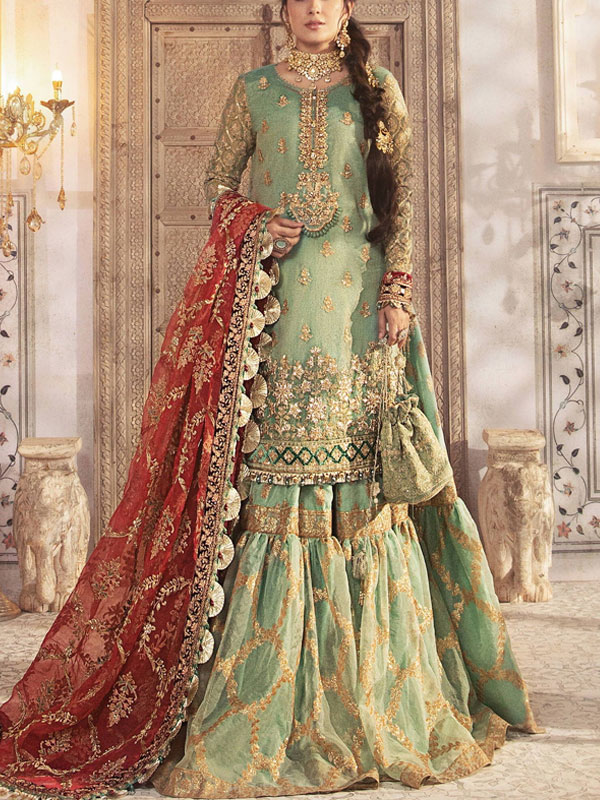 Elegant Masoori Embroidered Wedding Dress with Embroidered Organza Dupatta Collection 2025 (Unstitched) (CHI-607)