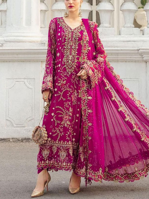 Stylish Heavy Embroidered Chiffon Party Wear Dress With Chiffon Embroidered Dupatta (Unstitched) (CHI-1007)