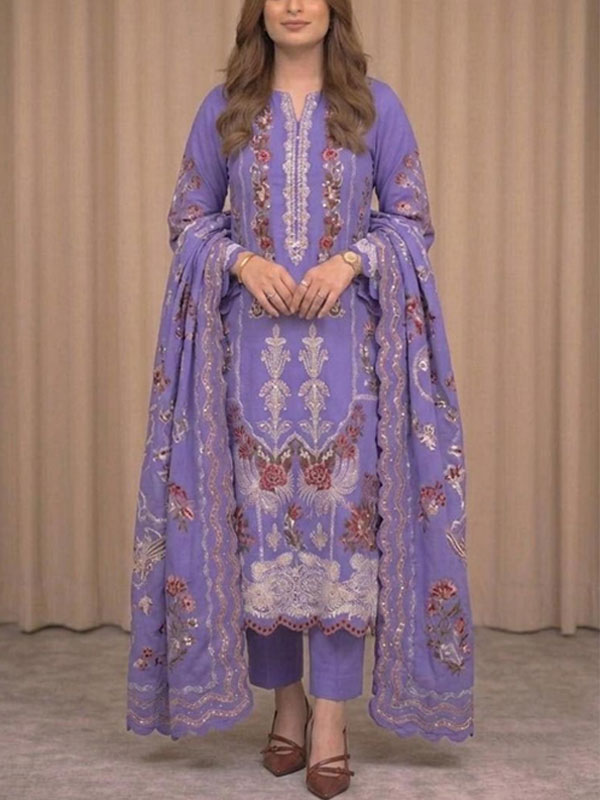 Aneelas Facny Cotton Heavy Embroidered Dress With Digital Print Dupatta 3 Pc Suit (Unstitched) (DRL-2481)
