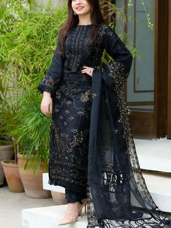 Elegant Lawn Heavy Embroidered Dress With Bamber Chiffon Embroidered Dupatta 3 Pec Suite (UnStitched) (DRL-1354)