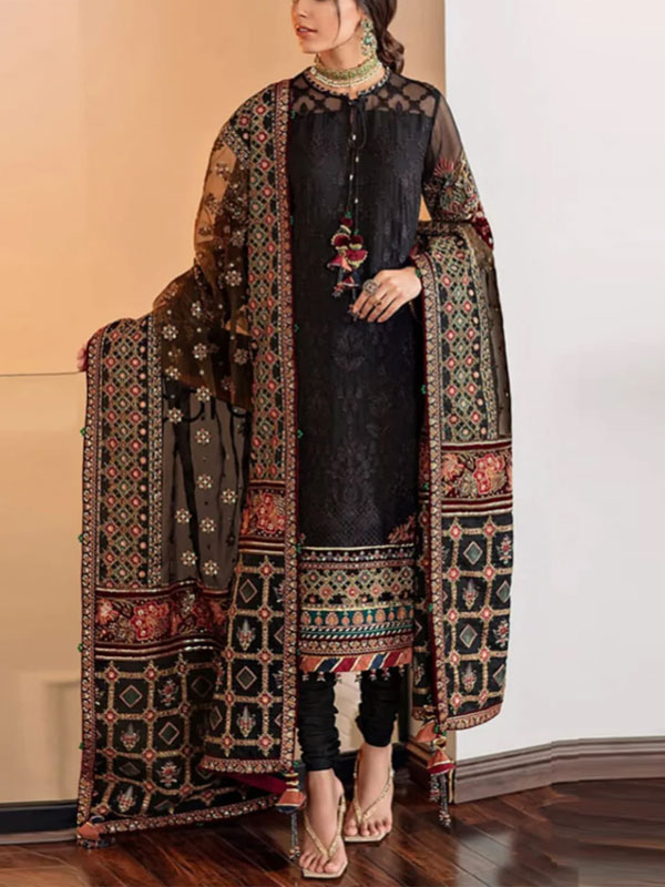 Heavy Sequins Embroidered Lawn Dress With Dimond Digital Printed Dupatta 3 Pec Suit (Unstitched) (DRL-2065)