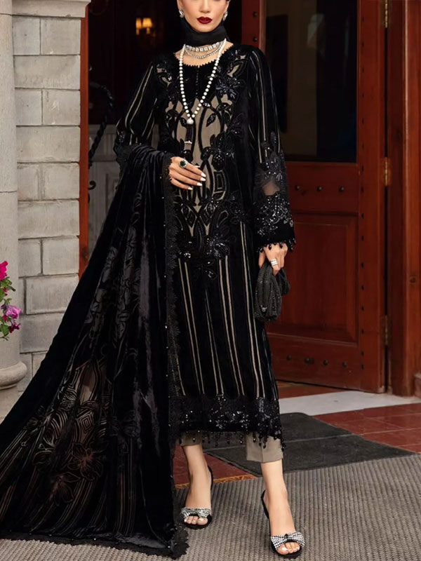 Heavy Embroidered Lawn Dress With Printed Chiffon Dupatta (Unstitched) (DRL-2011)