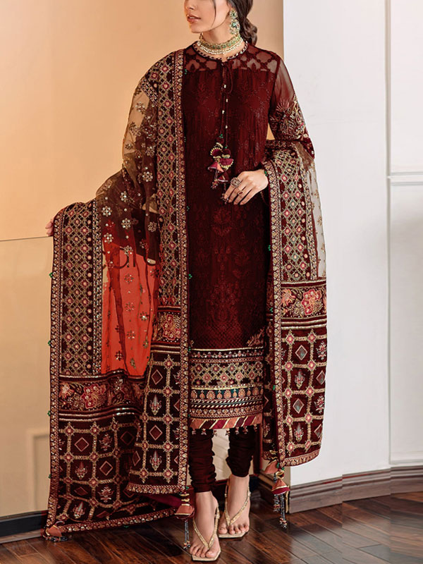 Heavy Sequins Embroidered Lawn Dress With Dimond Digital Printed Dupatta 3 Pec Suit (Unstitched) (DRL-2184)