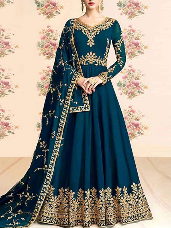 Indian Embroidered Chiffon Anarkali Style Maxi Chiffon Embroidery Dupatta  (Unstitched) (CHI-540)