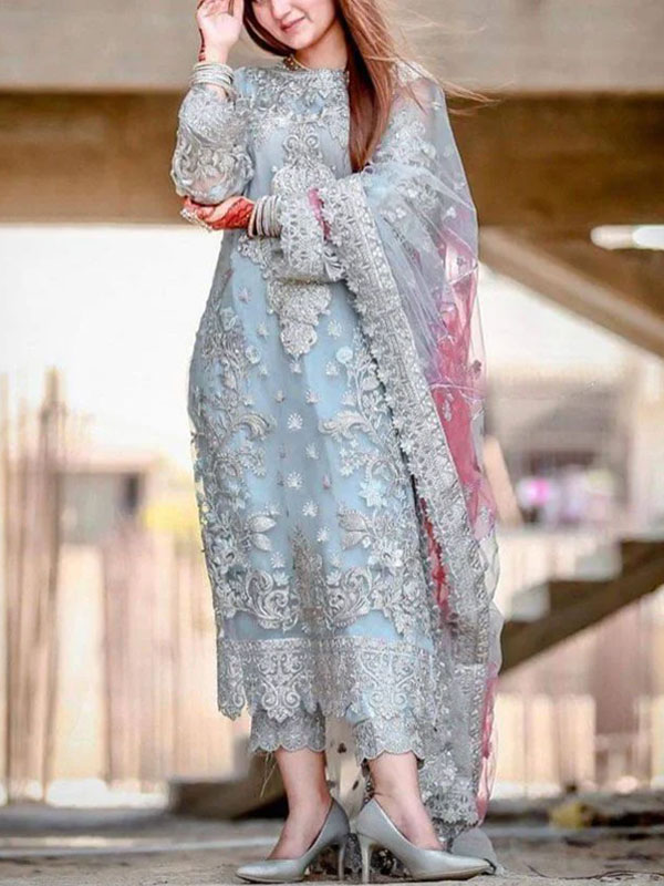 Latest Heavy Embroidered Organza Dress with Embroidered Organza Dupatta (Unstitched) (CHI-944)