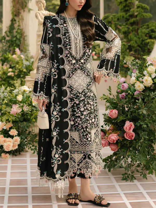 Bin ilyas Luxury Lawn Heavy Embroidered Dress With 4-Sided Chiffon Embroidered Dupatta (Unstitched) (DRL-2398)