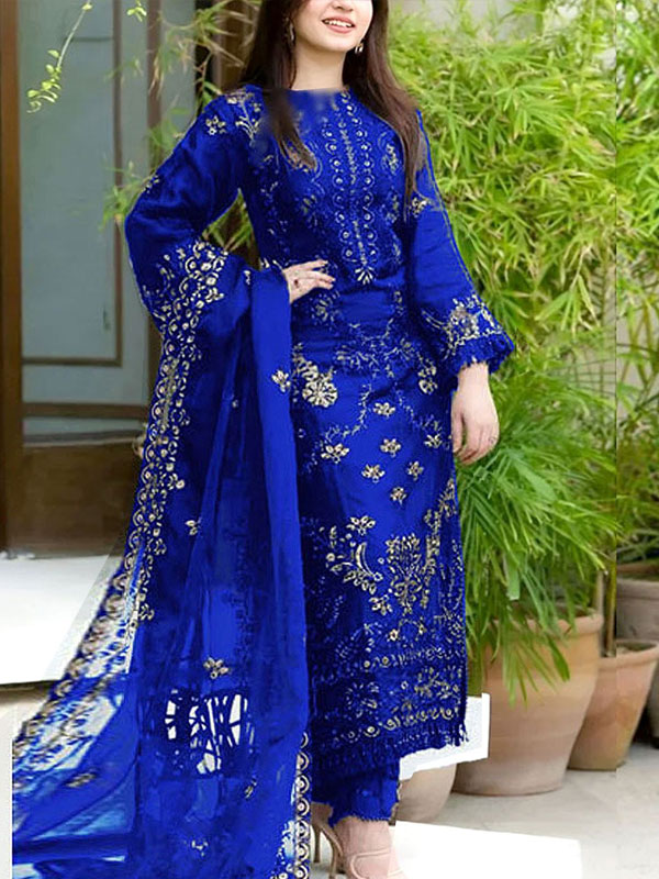 Lawn Cotton Heavy Embroidered Dress With Bamber Chiffon Embroidered Dupatta (UnStitched) (DRL-1812)