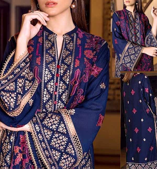 Summer Collection Soft Malia Heavy Embroidery Dress With Embroidered Trouser 2 Pec (DRL-871)