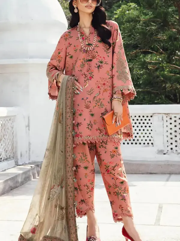 Luxurious Digital Lawn Collection Heavy Sequence Embroidery Bunches 4 Sided Embroidered Dupatta (Unstitched) (DRL-2371)