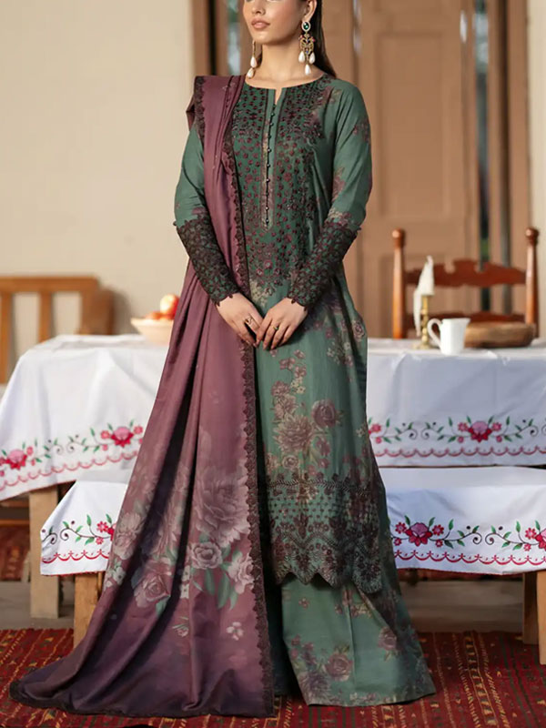 Luxurious Lawn Heavy Embroidered Dress Heavy Embroidery Bunches 4 Side Embroidery Chiffon Dupatta (Unstitched) (DRL-2319)
