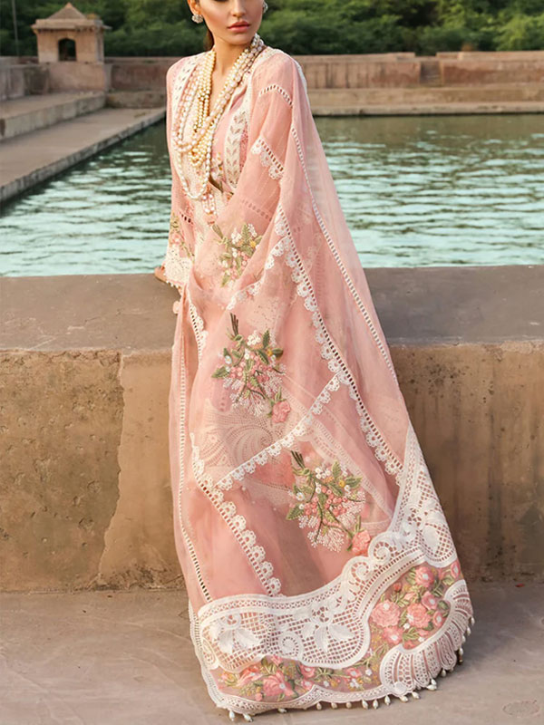 Luxurious Lawn Heavy Embroidered Dress Boroshi Heavy Embroidery Dupatta Plain Trouser (UnStitched) (DRL-1470)
