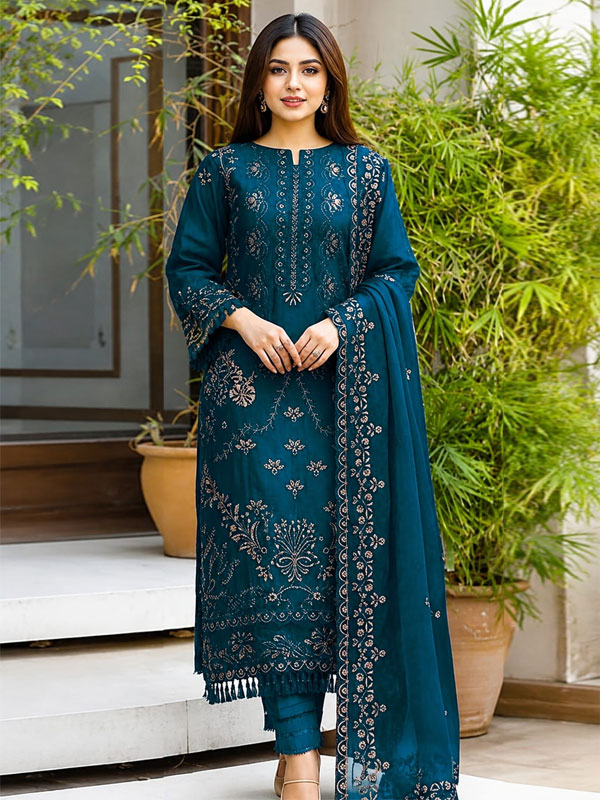 Luxury Zinc Cotton Lawn Embroidery Dress Chiffon Embroidery Dupatta (Unstitched) (DRL-2484)