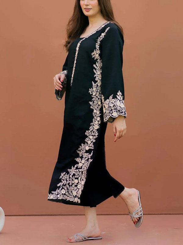 2 PCs Heavy Embroidered Cotton Lawn Dress With Trouser (Unstitched) (DRL-1823)