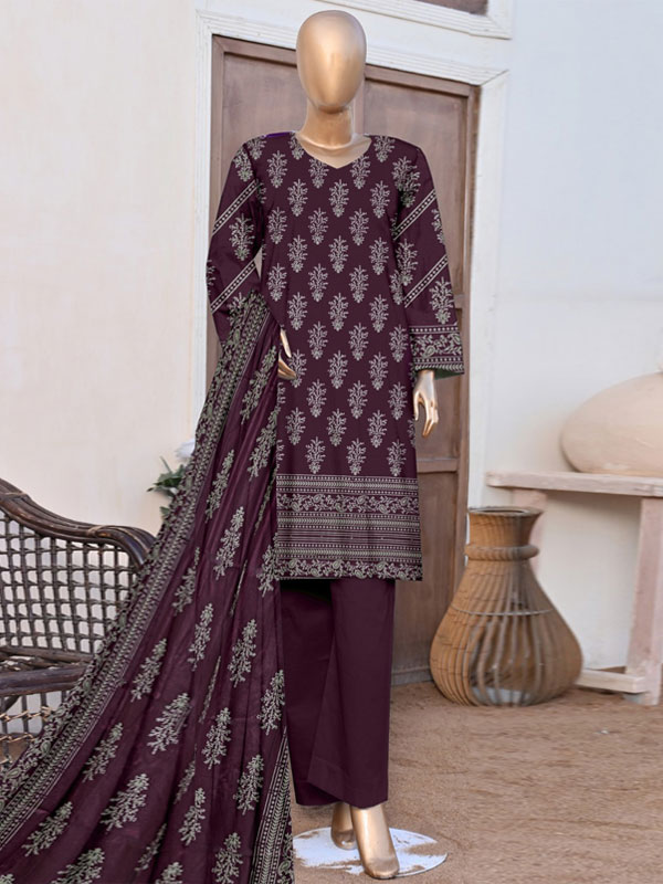 Luxury Kasturi Printed Lawn Dress Printed Lawn Dupatta & Plain Trouser (Unstitched) (DRL-2171)	