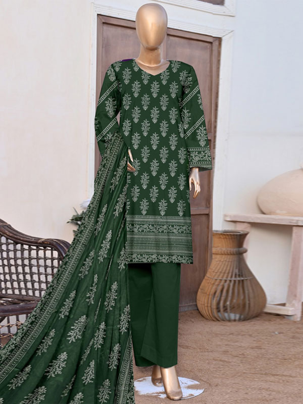Luxury Kasturi Printed Lawn Dress Printed Lawn Dupatta & Plain Trouser (Unstitched) (DRL-2173)	