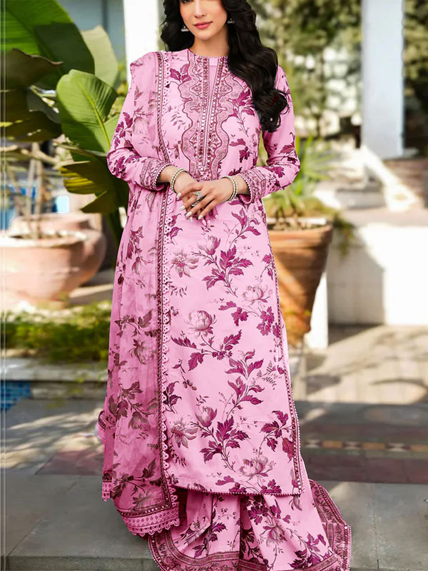 Luxury Lawn Digital Printed Heavy Embroidered Dress With Chiffon Embroidery Dupatta (Unstitched) (DRL-2322)