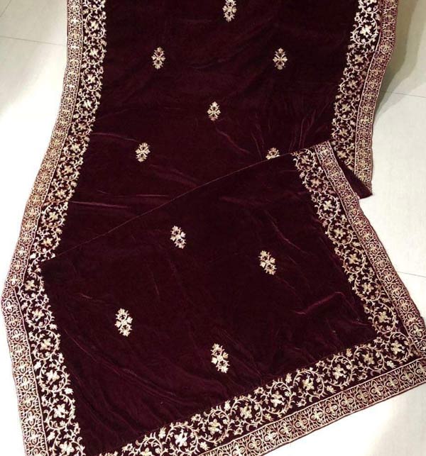 Velvet Shawl Beautiful Heavy Embroidered Velvet Shawl (Shawl 35)
