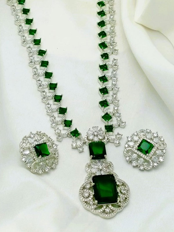 Zicon Real Stone Mala Set With Earrings