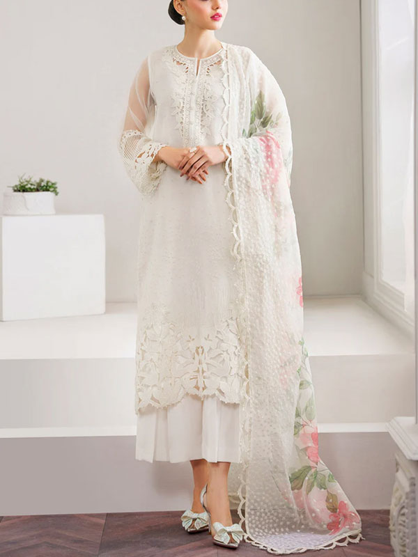 Organza Heavy Embroidered Dress With Orgaza Digital Printed Dupatta (Unstitched) (CHI-1012)