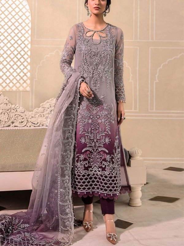 Organza Tie & Dye Heavy Embroidered Spengle Dress With Embroidered Slengle Work Dupatta (Unstitched) (CHI-923)