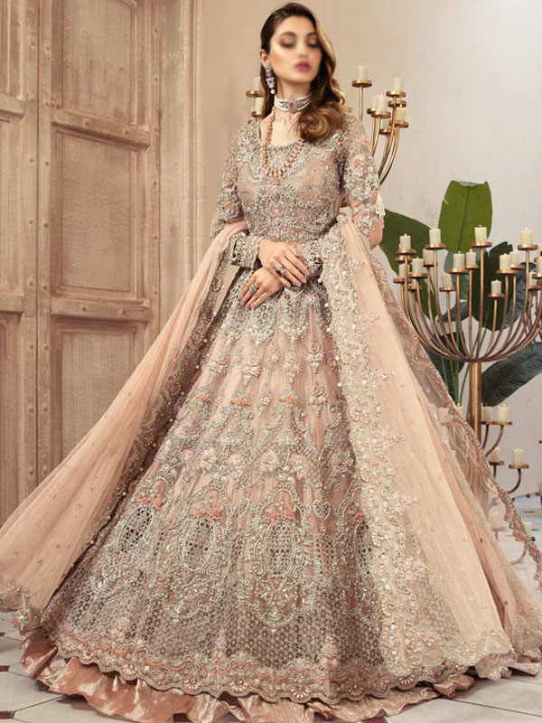 Wedding Embroidered Net Long Maxi Party Wear (Unstitched) (CHI-580)